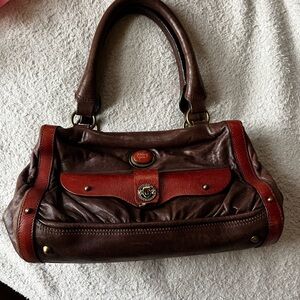 Chloe Two-Tone Brown & Cognac Leather Shoulder Bag